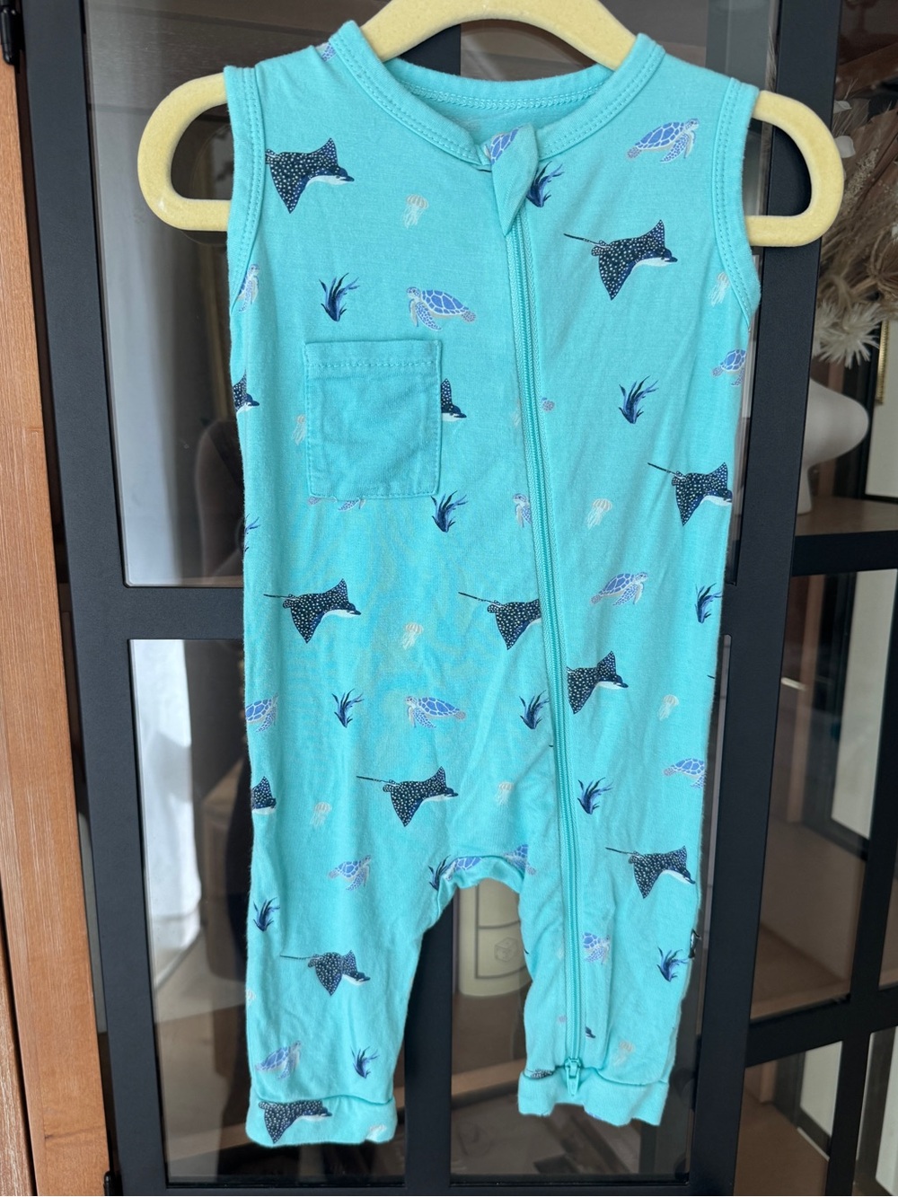 Kyte Baby Zippered Sleeveless Romper bamboo Eagle string Ray turquoise turtles